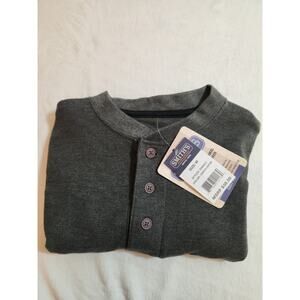 Smiths Workwear NWT TShirt Mens Medium Gray Long Sleeve Henley Base Layer
